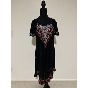 Star India Black Embroidered Boho Dress Size Medium/Large